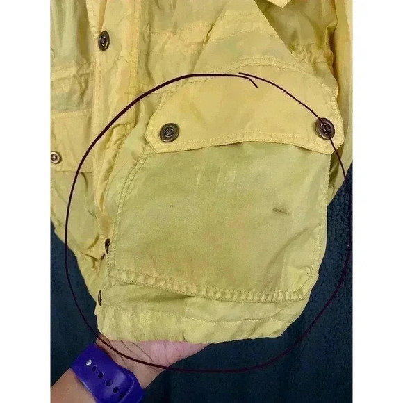 VTG Woolrich Adult Yellow Windbreaker Jacket MEDIUM Hoodie Ultrex Mesh Lined - Picture 5 of 12